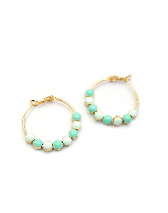 Mineli Halka Küpe - Turkuaz