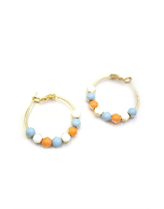 Mineli Halka Küpe - Turuncu