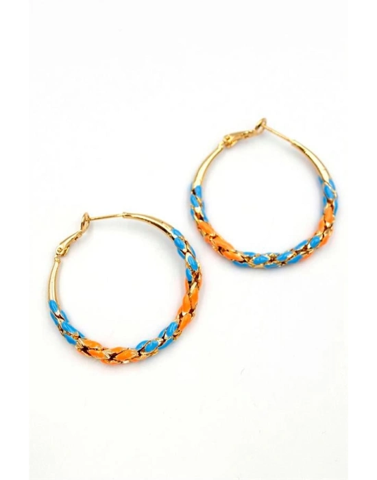 Mineli Halka Küpe - Turuncu