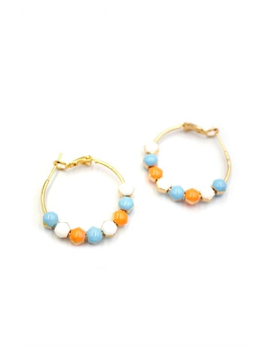 Mineli Halka Küpe - Turuncu