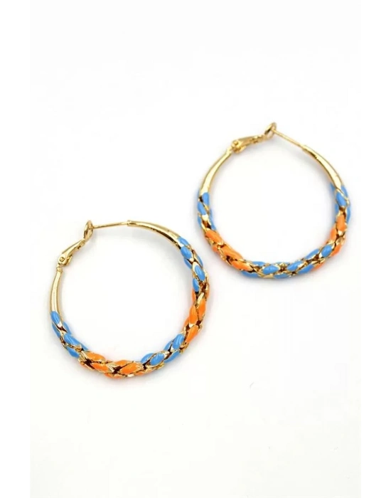 Mineli Halka Küpe - Turuncu