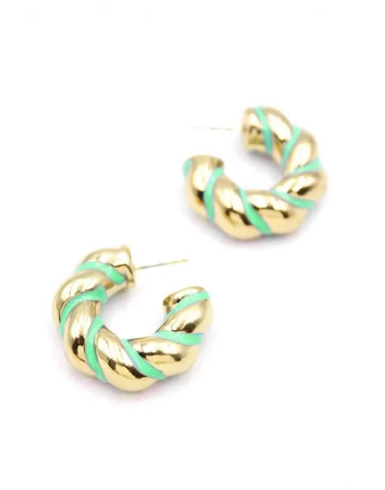 Mineli Halka Küpe - Yeşil