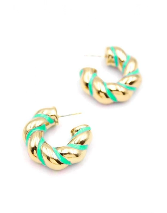 Mineli Halka Küpe - Yeşil