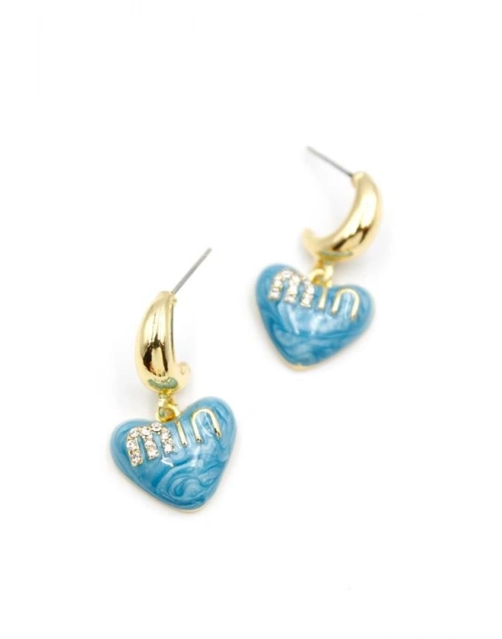 Mineli Kalp Küpe - Mavi