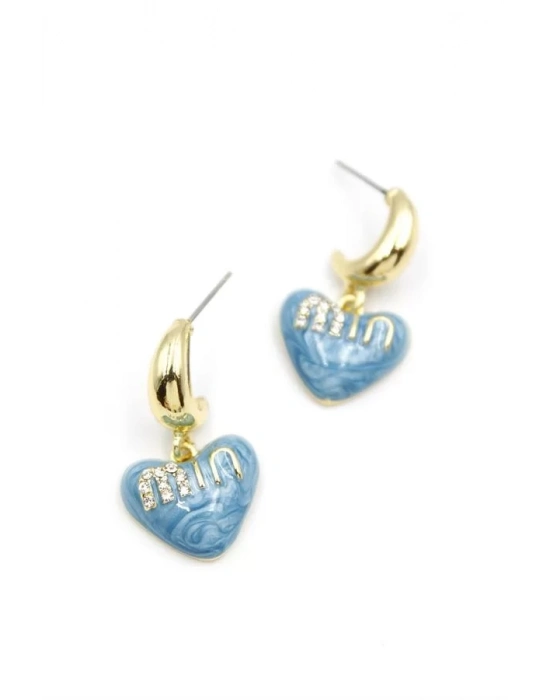 Mineli Kalp Küpe - Mavi