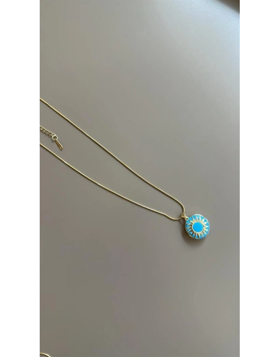 Mineli Kapaklı Kolye - Mavi