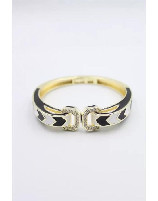 Mineli Kelepçe Bilezik - Altın