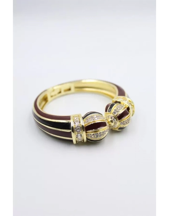 Mineli Kelepçe Bilezik - Kahverengi