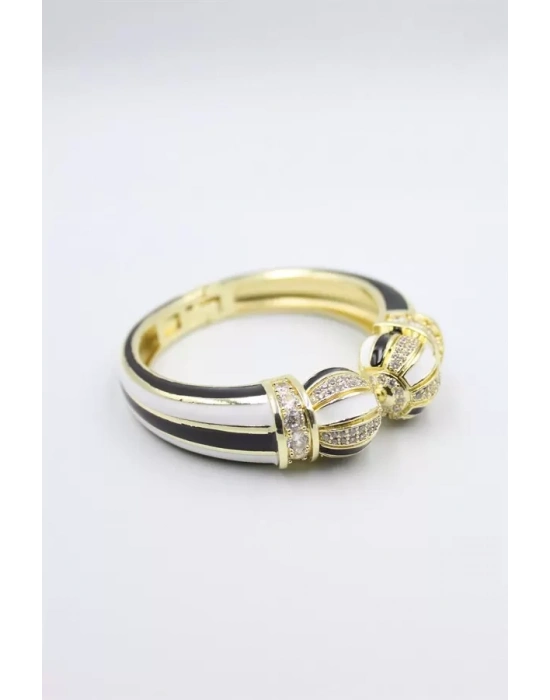 Mineli Kelepçe Bilezik - Siyah