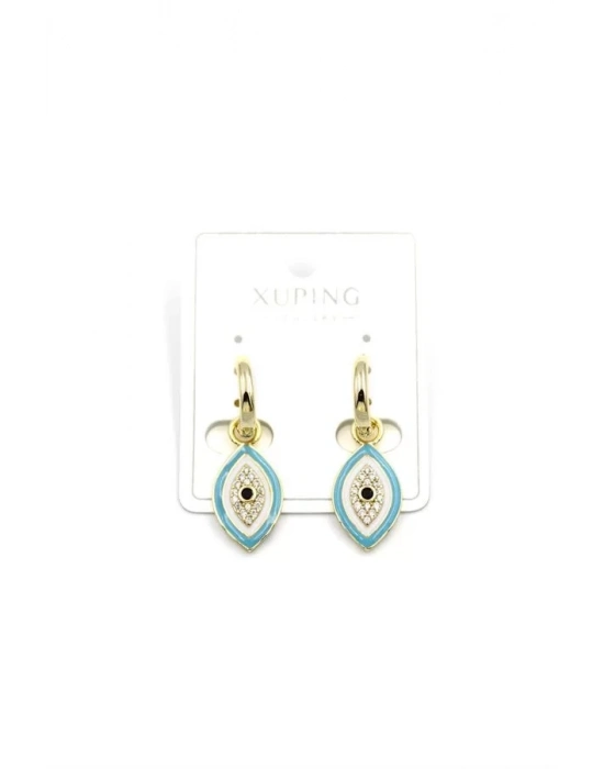 Mineli Nazar Küpe - 14K Altın