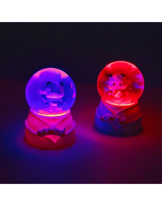 Mini Boy Sevimli Panda Tasarımlı Işıklı Kar Küresi