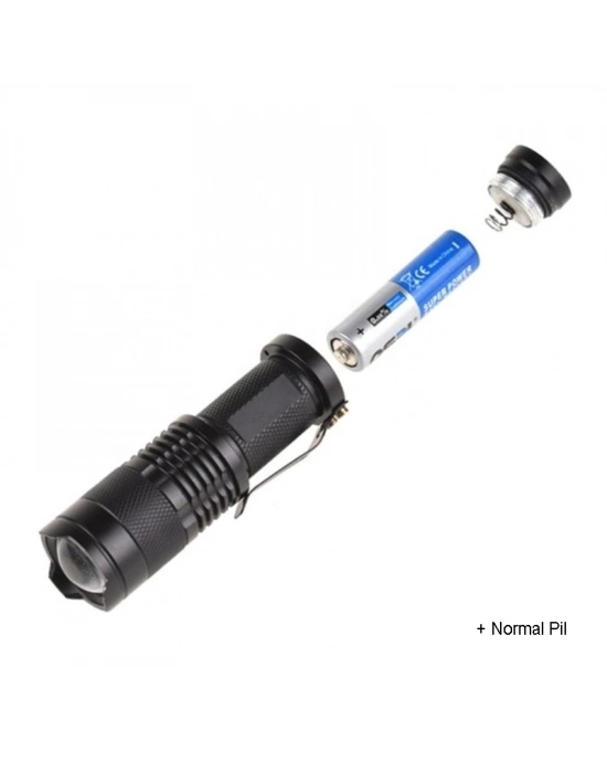 Mini Güçlü Şarjlı Pilli El Feneri Wt-304