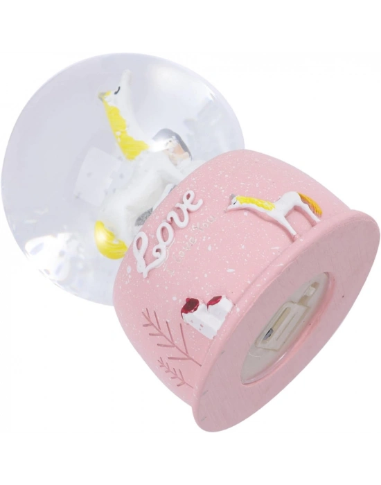 Mini Işıklı Sevimli Atlı Kız Kar Küresi