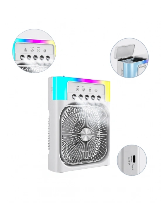 Mini Klima Fan Su Hazneli USB Şarjlı Sessiz Masaüstü Soğutucu