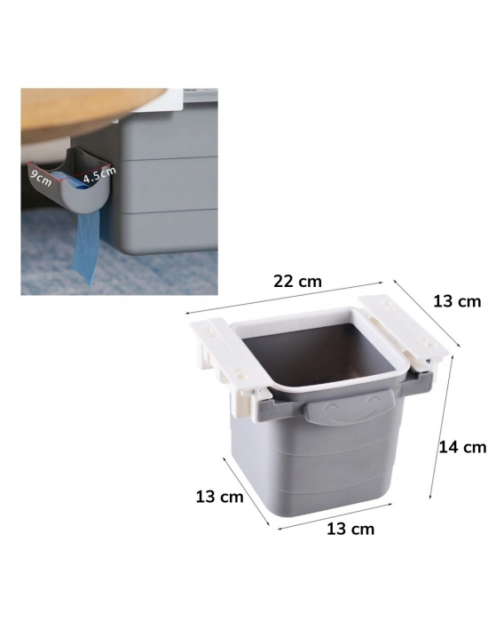 ®  Mini Masa Çöp Kovası Plastik Tezgah Altı Geri Çekilebilir Yapışkanlı Görünmez Bölme Pratik