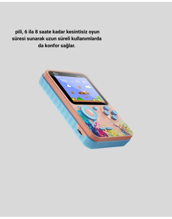 Mini Retro Oyun Konsolu 500 Oyunlu 3.0 İnç Ekran ve Şarjlı Batarya