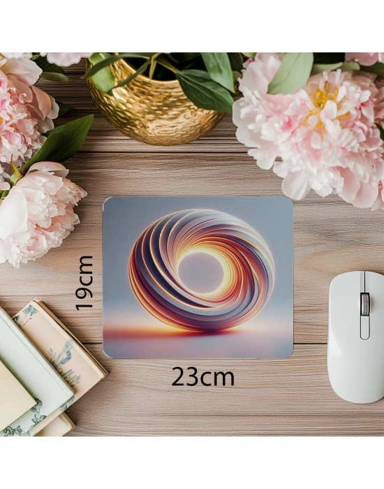 Minimal Donut Formu ile Modern Mouse Pad - 19x23 cm 2 mm Dikdörtgen İthal Baskılı Mouse Pad