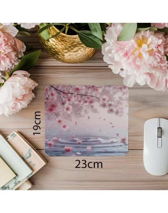 Minimal Japon Temalı Çiçek Mousepad - 19x23 cm 2 mm Dikdörtgen İthal Baskılı Mouse Pad