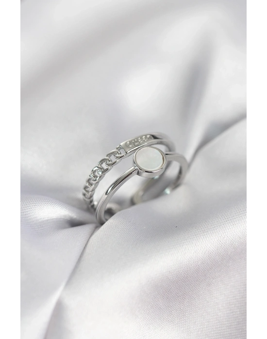 ® Minimal Queen Yazılı Gümüş Renk Pirinç Kadın Yüzük