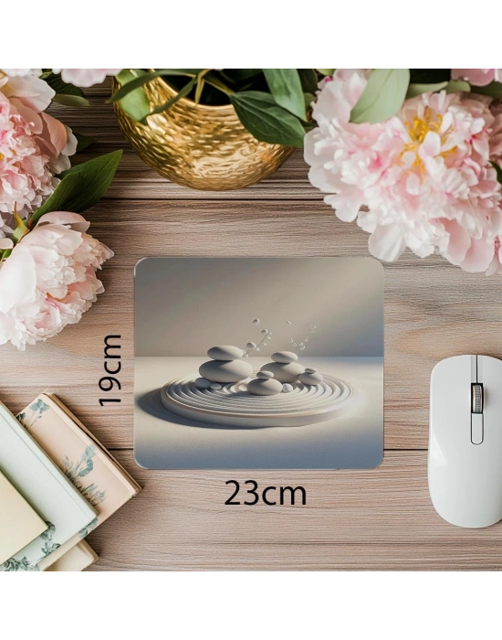 Minimal Zen Garden Temalı Mousepad - 19x23 cm 2 mm Dikdörtgen İthal Baskılı Mouse Pad