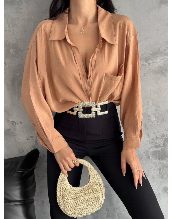Modal oversize cepli gömlek