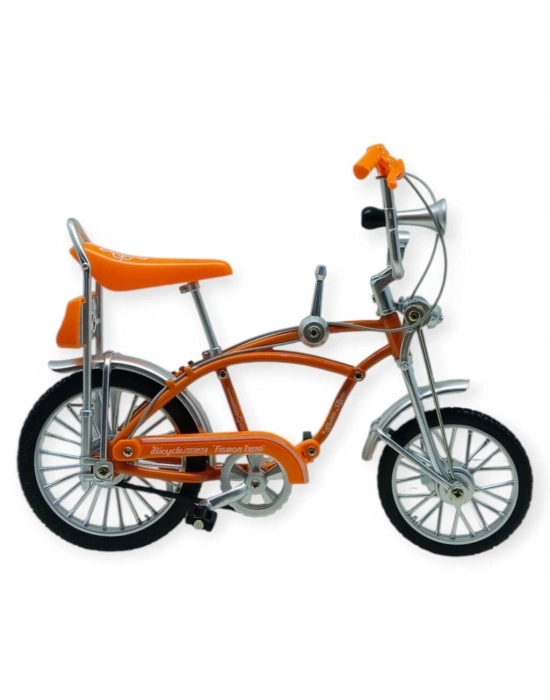 Model Araçlar - 1:8 Metal Retro Pinokyo Bisiklet - Die -Cast 17 cm - Turuncu
