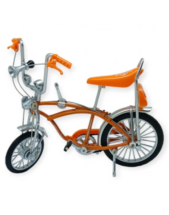 Model Araçlar - 1:8 Metal Retro Pinokyo Bisiklet - Die -Cast 17 cm - Turuncu