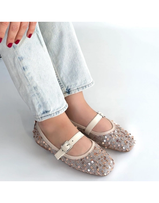 Moden Bej Süet Babet Ayakkabı