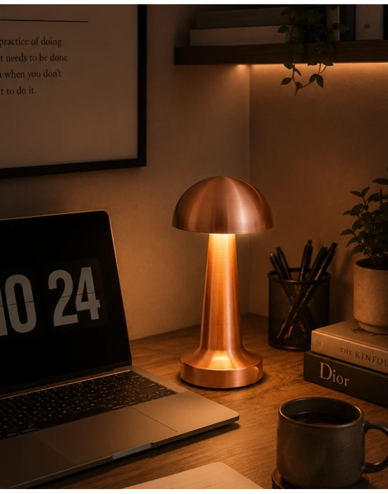 Modern Bronz Mantar Masa Lambası LED Dokunmatik Dekoratif Aydınlatma