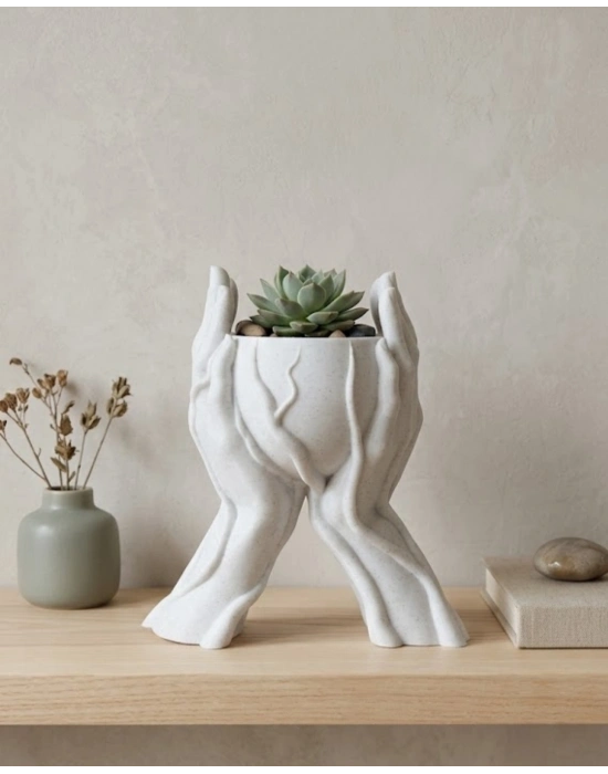 Modern Ev Dekoru İçin El Şeklinde 3D Baskı Dekoratif Saksı Vazo