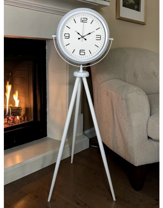 Modern Line Beyaz Tripod Ayaklı Saat