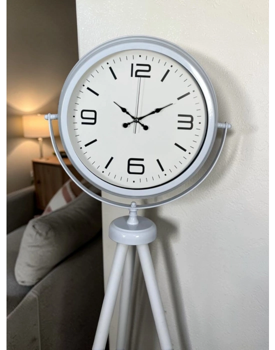 Modern Line Beyaz Tripod Ayaklı Saat