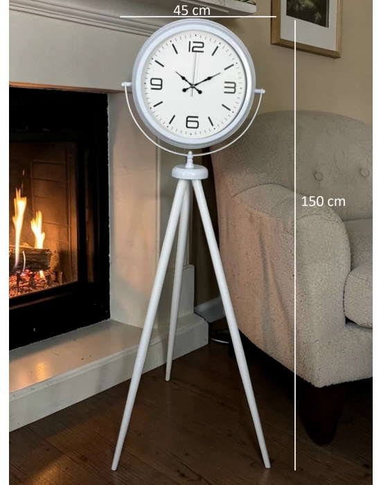 Modern Line Beyaz Tripod Ayaklı Saat