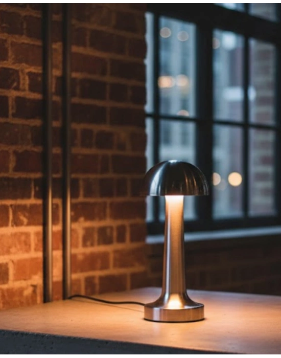 ® Modern Mantar Masa Lambası Dokunmatik 3 Işık Modlu Şarjlı Kablosuz LED