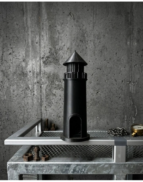 ® Modern Tasarımlı 3D Siyah Deniz Feneri Ev Dekor Objesi
