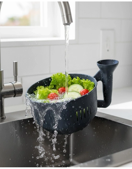 ® Modern Tasarımlı Sebze Yıkama Kabı Süzgeçli Pratik Mutfak Aparatı