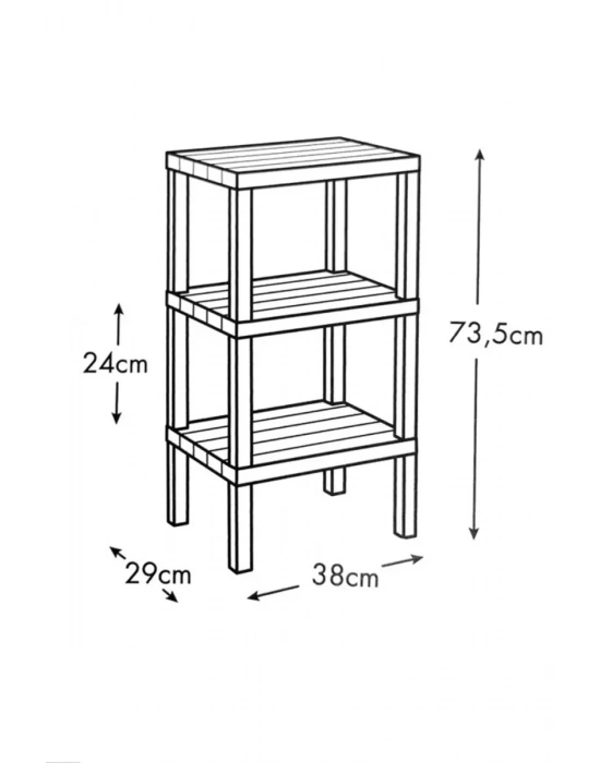 Modüler 3 Katlı Raf Siyah Royaleks-81302
