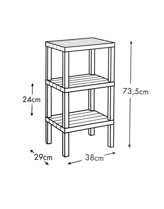 Modüler 3 Katlı Raf Siyah Royaleks-81302