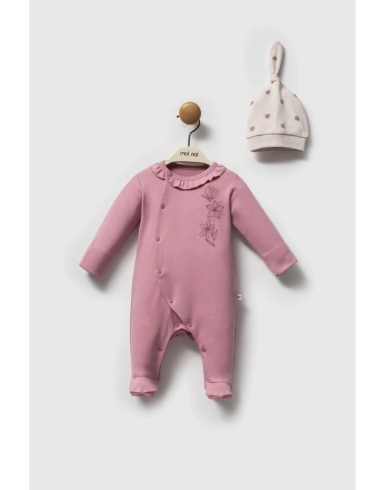 Moi Noi Flowers Şapkalı Tulum MNB1262 Mürdüm