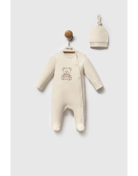 Moi Noi My Bear Şapkalı Tulum MNB1296 Ekru