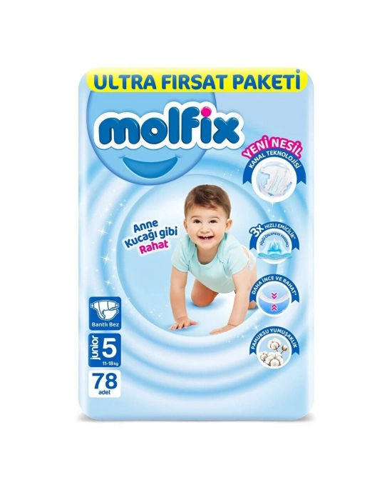 Molfix Bebek Bezi Ultra Fırsat Paketi 5 Beden 11-18 Kg 78 Adet