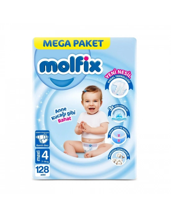 Molfix Mega Paket Bebek Bezi 4 Beden 7-14 Kg 128 Adet