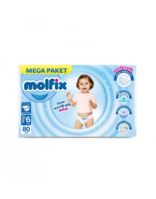 Molfix Mega Paket Bebek Bezi 6 Beden 15+ Kg 80 Adet