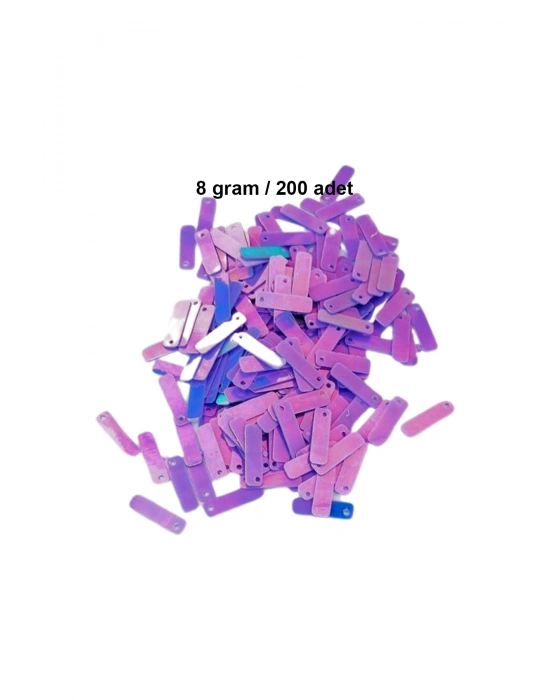 Mor 15 x 5 mm Dantel Oya Yazma Halhal Abiye Lazer Kesim Pul 200 adet / 8 gram