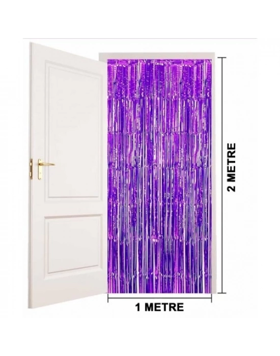 Mor Ekstra Metalize Saçaklı Arka Fon Perde