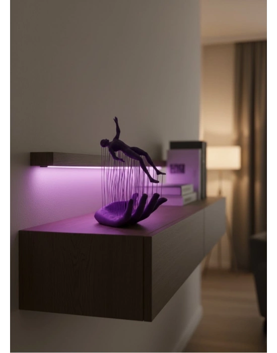 ® Mor El İnsan Figürü Dekoratif Biblo Minimal Modern Salon Raf ve Masa Üstü Aksesuar