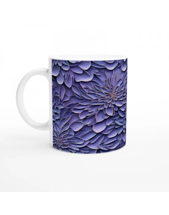 Mor Fırtına Çiçek Desenli Kupa Bardak