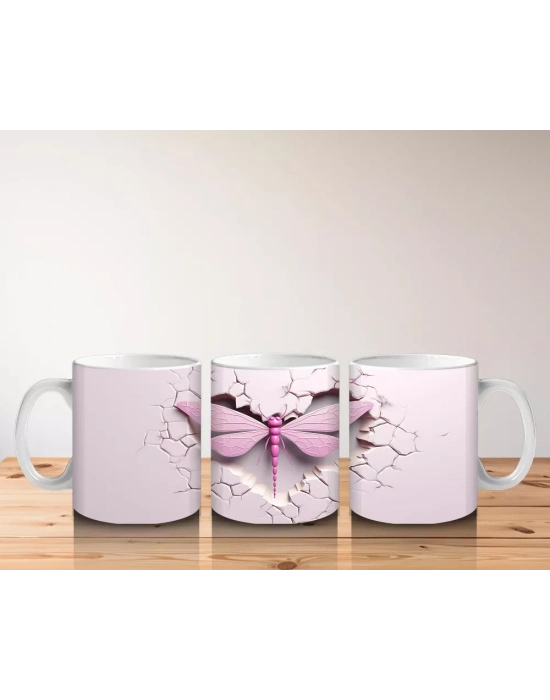 Mor Işıltılarla Süslenmiş Yusufçuk – Baskılı Kahve Kupası