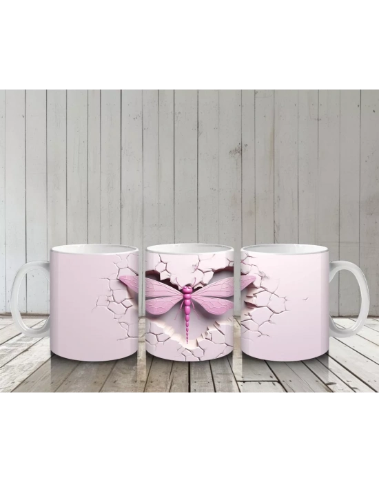 Mor Işıltılarla Süslenmiş Yusufçuk – Baskılı Kahve Kupası