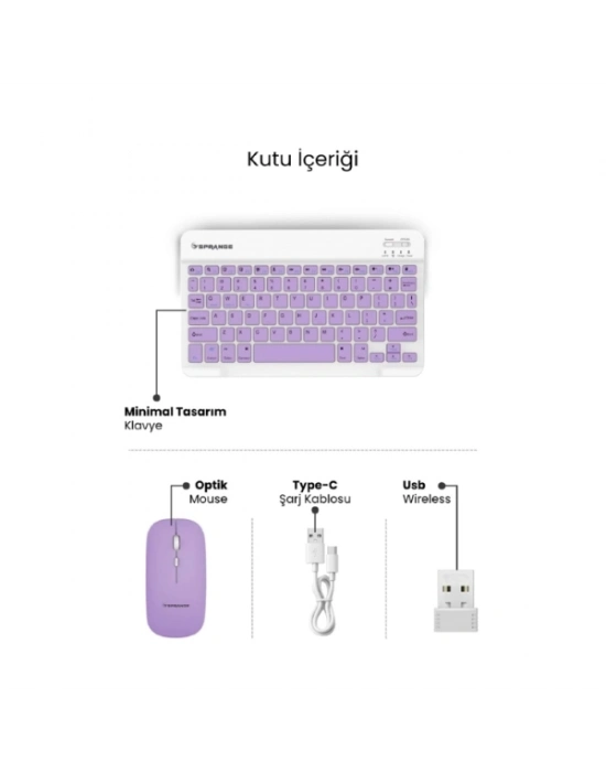 Mor Kablosuz Klavye Ve Mouse Seti